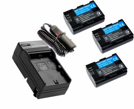 Imagem de 3 baterias LP-E6N + 1 Carregador para Canon para câmera digital e filmadora Canon EOS Digital 5D Mark II, EOS 60D, EOS Digital 7D