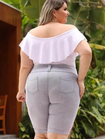 Imagem de 3 Bermudas Plus Size Modeladora Cotton Jeans Cós Alto 46/56