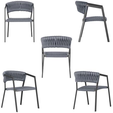 3 Cadeiras Atenas Tricô Náutico e Alumínio com Proteção UV para Varanda, Cozinha, Área, Jardim - Pintura Preto - Trama Original Imagem de 3 Cadeiras Atenas Tricô Náutico e Alumínio com Proteção UV para Varanda, Cozinha, Área, Jardim - Pintura Preto