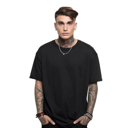 Imagem de 3 Camisas Pretas Oversized Plus Size Blusa Grandes Masculina Tamanhos Até G4