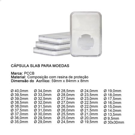 Imagem de 3 Cápsulas Acrílica para Moeda Slab PCCB 35mm