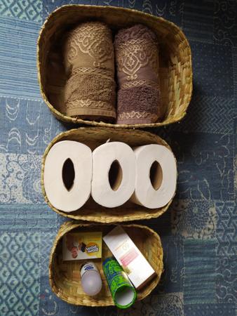 Imagem de 3 cesto de palha taboa caixa organizadora banheiro cozinha