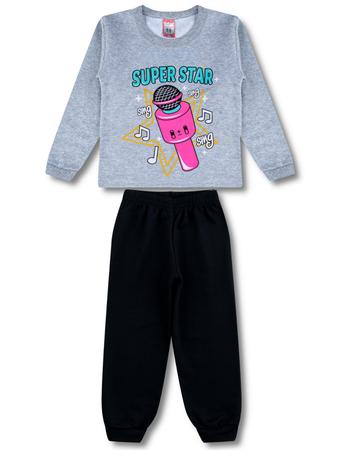 Imagem de 3 Conjuntos Moletom Infantil Feminino Roupa Menina Inverno 6 Peças - 3 Blusas e 3 Calças