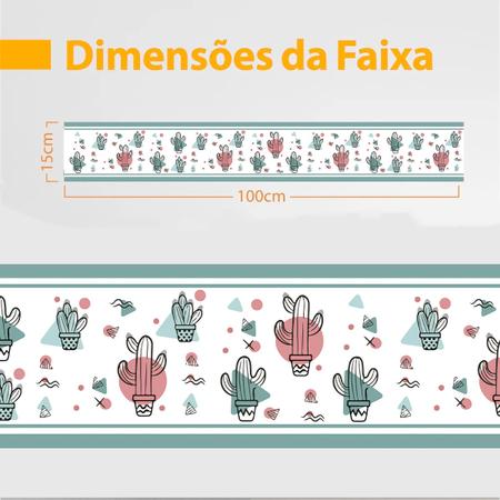 Imagem de 3 Faixas Decorativas Floral Papel De Parede Adesivo Cactos