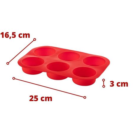 Imagem de 3 Formas Cupcake Vermelho Silicone e Medidora 6 Peça Cores