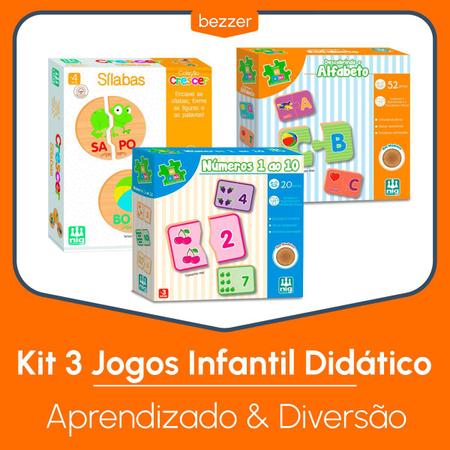 Kit 3 Jogos Educativos Alfabetizacao Infantil Numeros Letras - Nig  Brinquedos