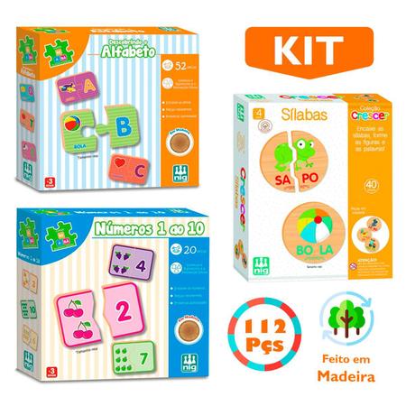 Kit 3 Jogos Educativos Alfabetizacao Infantil Numeros Letras - Nig  Brinquedos