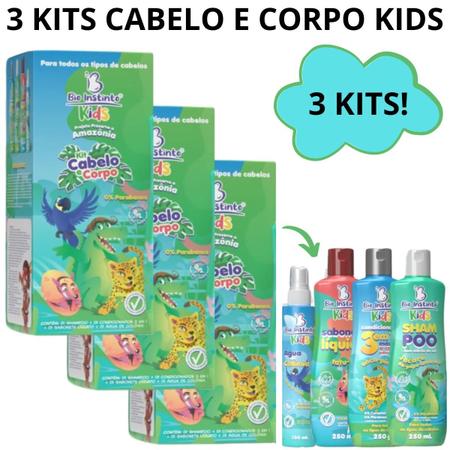 Imagem de 3 Kits Cabelo Corpo Kids P/ Higiene Criança e Recém Nascido!