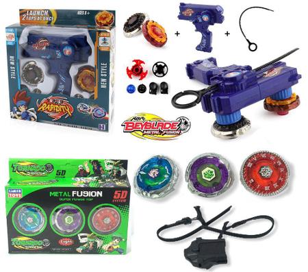 Kit Beyblade Metal 5D Brinquedo 4 Peões Led Toys - Speed Top - Pião de  Batalha e Acessórios - Magazine Luiza