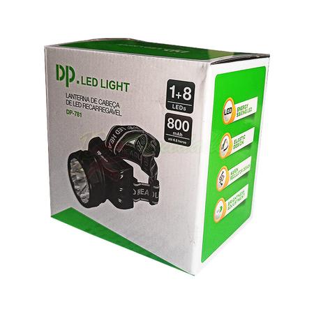 Imagem de 3 Lanterna De Cabeça Dp De 09leds Black Recarregavel Dp-781