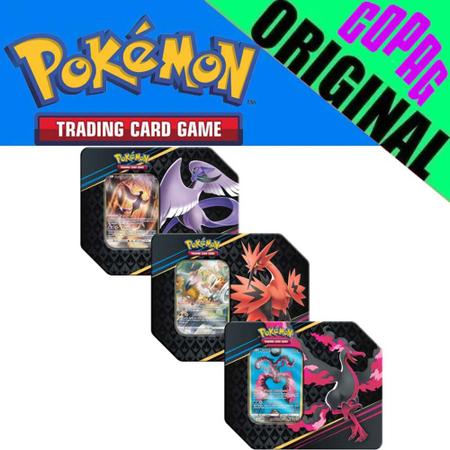 3 Latas Pokémon Realeza Absoluta Articuno de Galar, Moltres de Galar e  Zapdos de Galar Copag