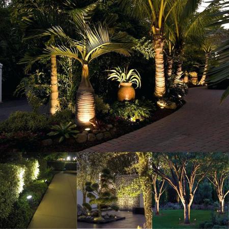 Imagem de 3 Luminárias Espeto Estaca LED Cob Ajustável 3W Com Luz Branco Quente IP65 Para Chão Jardim Gramado