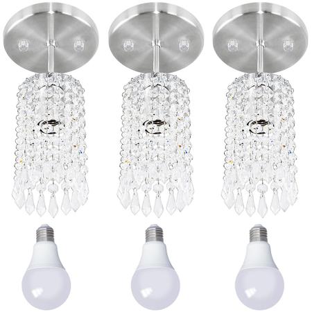 Imagem de 3 Lustres Clearcrillic Redondo Cristal Acrílico Com Lampada