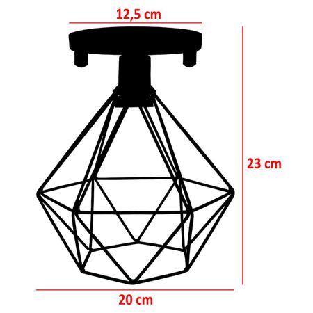 Imagem de 3 Lustres Teto Plafon Industrial Aramado Diamante Retrô Luminária Sobrepor Vintage Agp Ilumini
