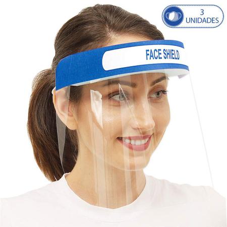 Imagem de 3 Máscaras para Proteção Face Shield Transparente p Rosto