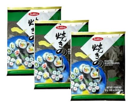 Alga Nori para Sushi e Temaki Karui 10 Fls - Cia do Salmão