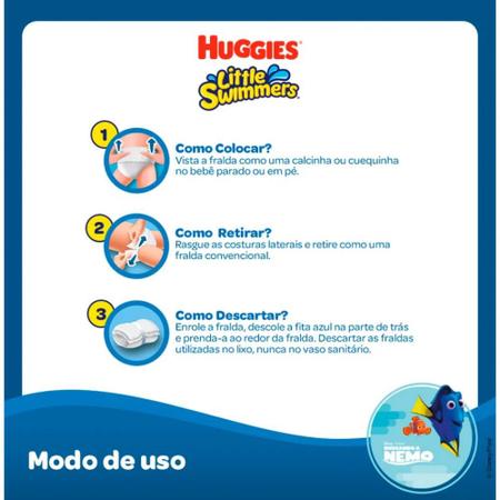 Imagem de 3 Pacotes de Fralda Descartavel Huggies Little Swimmers Praia e Piscina Tamanho M com 11 Unidades