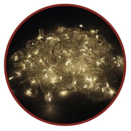 Imagem de 3 Piscas Pisca Led Branco Quente Natal 8 Funções 100 Lâmpadas 220v Enfeite Decoração