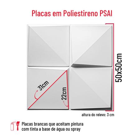 Imagem de 3 Placas Revestimento 3D Decorativo 50x 50cm Pared Kit Cubos