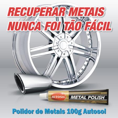 Imagem de 3 Polidores de Metais Autosol Cromado, Alumínio, Aço Inox, Cobre, Níquel, Ouro, Prata - 75ml