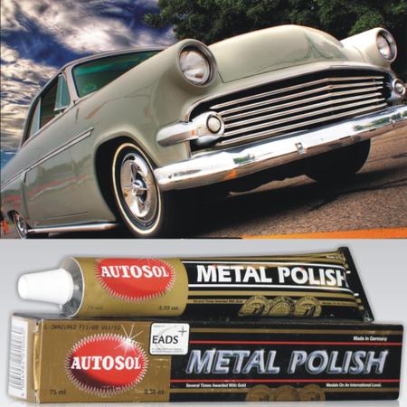 Imagem de 3 Polidores de Metais Autosol Cromado, Alumínio, Aço Inox, Cobre, Níquel, Ouro, Prata - 75ml