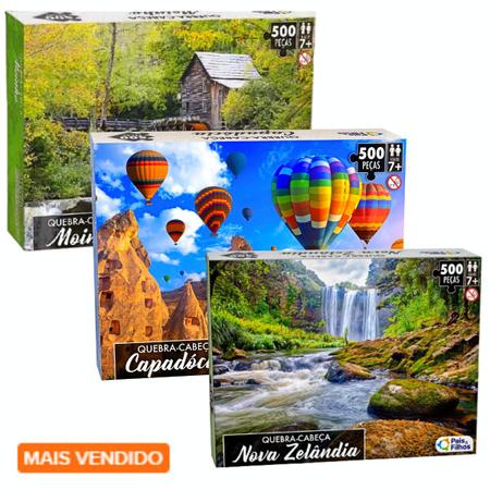 Quebra cabeça puzzle de 500 peças Nova Zelândia tamanho montado 37 x 54 cm jogo  adulto criança decoraçao - Pais e Filhos - Quebra Cabeça - Magazine Luiza