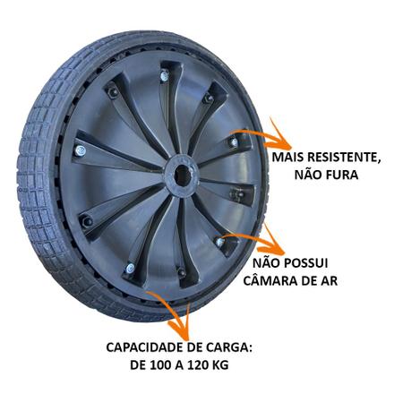 Imagem de 3 Rodas Maciça Não Fura Carriola E Carrinhos De Carga 120kg