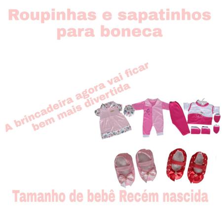 Imagem de 3 roupinhas para Bebê reborn +2 sapatinhos RN