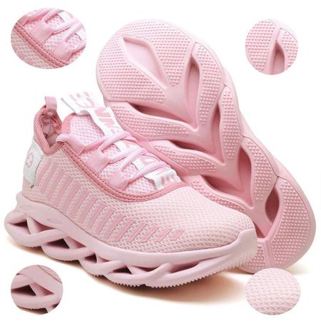 Imagem de 3 Tênis Feminino Corrida Easy Evoltenn Original  Rosa/Branco