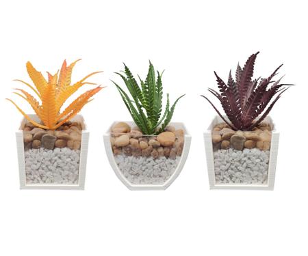 Imagem de 3 Vasos Arranjos Plantas Suculentas Artificiais P/ Banheiro