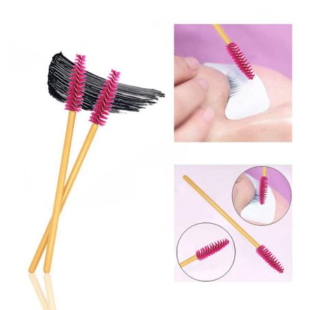 300 Pack Varinhas de rímel a granel pincéis descartáveis para extensões Upgrade Eye Lash Wand Makeup Tool Kit, Ouro / Rosa - myaokue-up Imagem de 300 Pack Varinhas de rímel a granel pincéis descartáveis para extensões Upgrade Eye Lash Wand Makeup Tool Kit, Ouro / Rosa