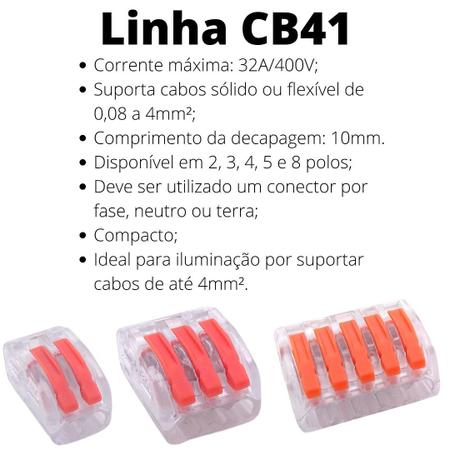 Imagem de 30un Conector Elétrico Emenda Derivação Para Iluminação 2 vias 4mm² 32A/400V Laranja