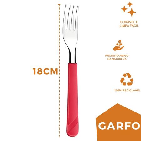 Imagem de 36 Talher Faca Garfo Colher Inox Vermelho Linha Luna Casa