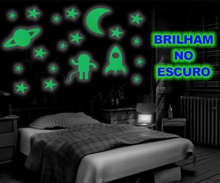 Imagem de 37 img Adesivos Brilham no Escuro Fosforescentes Foguete, Astronauta, Lua, Saturno e Estrelas - Decoração Quarto Infantil