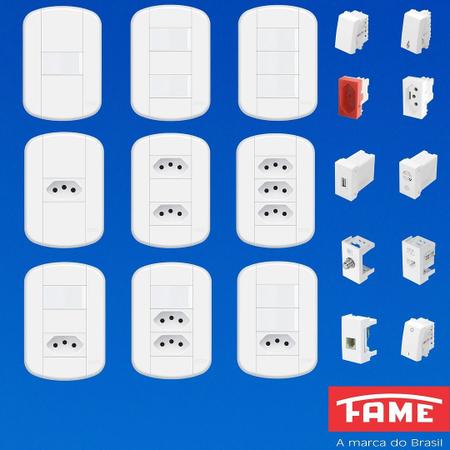 Imagem de 3un Interruptor Paralelo Three Way 16A Com Placa Blanc Mais FAME