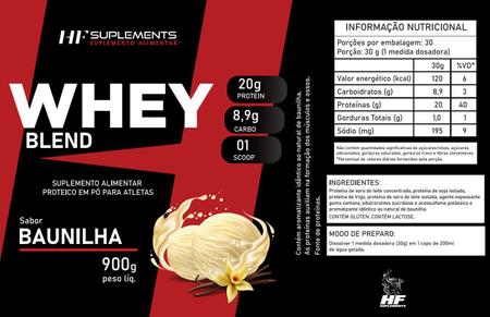 3x whey protein de baunilha 900g hf suplements Imagem de 3x whey protein de baunilha 900g hf suplements