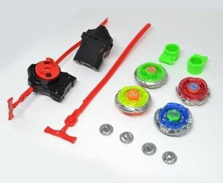 4 Beyblade Metal Led + Lançador + Arena Resistente