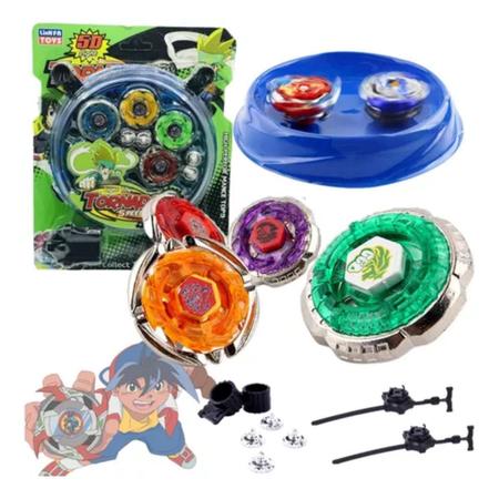 Kit 4 beyblades + Arena peão infantil brinquedo criança