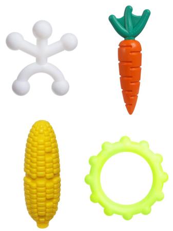 Imagem de 4 Brinquedos Roer Morder Cães Boneco + Cenoura + Disco + Milho Buddy Nylon Buddy Toys