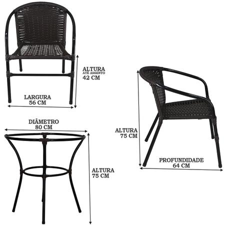 Imagem de 4 Cadeiras em Fibra Sintética com Mesa para Área de Lazer Salinas - Tabaco -Artesanal