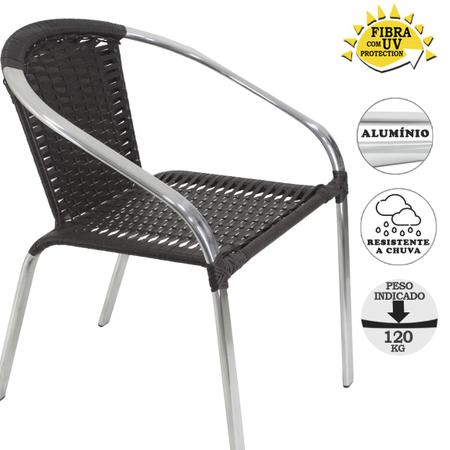 Imagem de 4 Cadeiras em Fibra Sintética com mesa Salinas em Alumínio para Área de Piscina - Tabaco