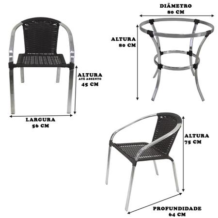Imagem de 4 Cadeiras em Fibra Sintética e Alumínio com mesa Salinas para Área Externa - Cor Tabaco