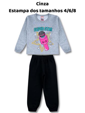 Imagem de 4 Conjuntos Moletom Infantil Feminino Roupa Menina Inverno 8 Peças - 4 Blusas e 4 Calças