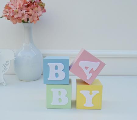 Imagem de 4 Cubos Decorativos Baby Colorido Bebê Bancada Mesa Infantil