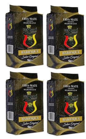 Imagem de 4 Erva Mate Chimarrão REI VERDE DEFUMADA BARBAQUA CARIJO 1Kg