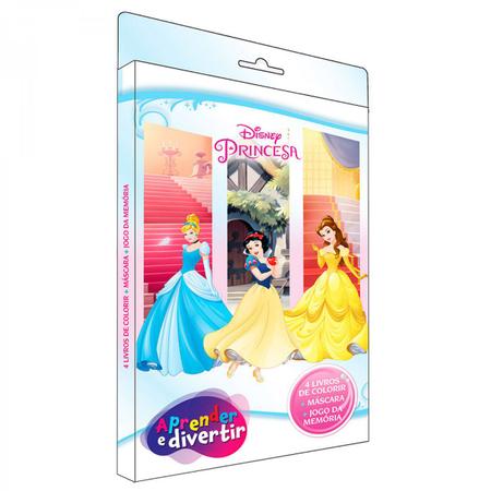 Kit Livro Infantil Aprender E Divertir Disney - Princesas - 4 Livros De  Colorir + Máscara + Jogo Da Memória