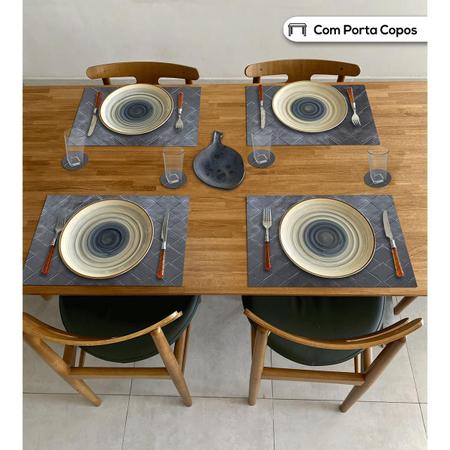 Imagem de 4 Lugares Americanos para Mesa e 4 Porta Copos em Mosaico Preto