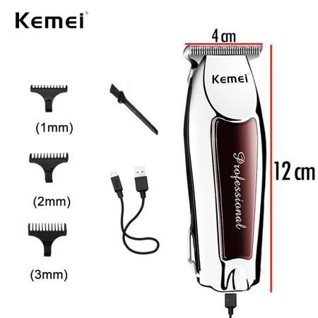 Imagem de 4 Maquina Acabamento Cabelo Barba S/fio Kemei Km9163 Bivolt