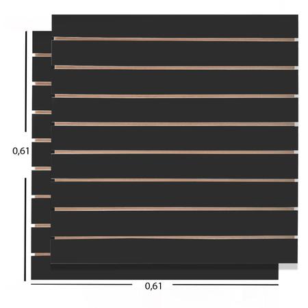 Imagem de 4 Paineis Canaletados Pretos - 0,61 X 0,61 + 100 Ganchos 10CM