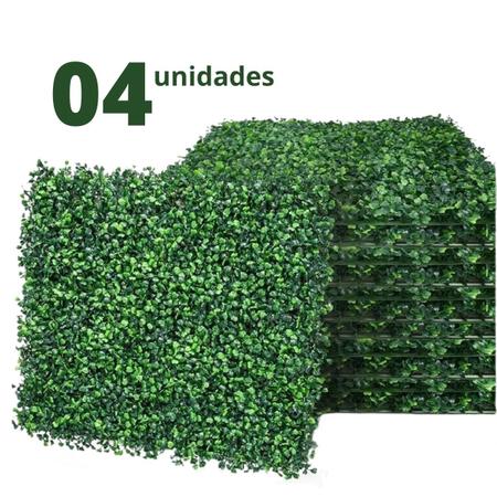 Imagem de 4 Placas De Grama Artificial Buchinho Para Jardim Vertical